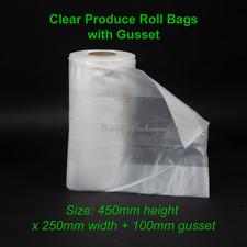Roll Produce Bags Gusset Freezer Clear Heavy Duty Plastic Reusable