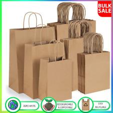 BULK Kraft Paper Bags Gift Shopping Carry Craft Retail Bag Brown Reusable M/L/XL